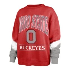 OHIO STATE BUCKEYES SLEEVE DYE '47 BOYFRIEND CREW WOMENS