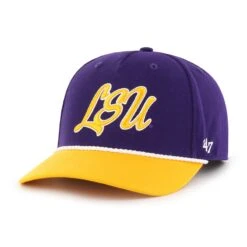 LOUISIANA STATE TIGERS LSU OVERHAND SCRIPT TWO TONE '47 MVP DV -47 C OVHTT25GWP PP HR F